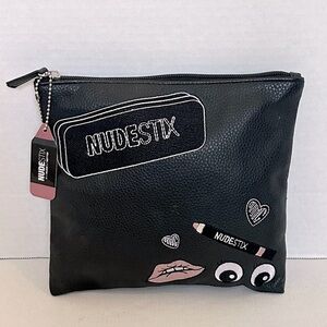 NUDESTIX Black Makeup Bag with Fun Graphics NWT